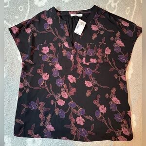 Women’s Ricki’s black and purple/pink floral printed blouse size large
